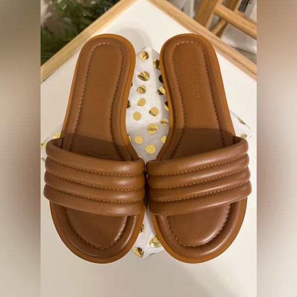 J. Crew Brown Sorrento Padded Leather Sandals Slides - Size 5 - Picture 2 of 11